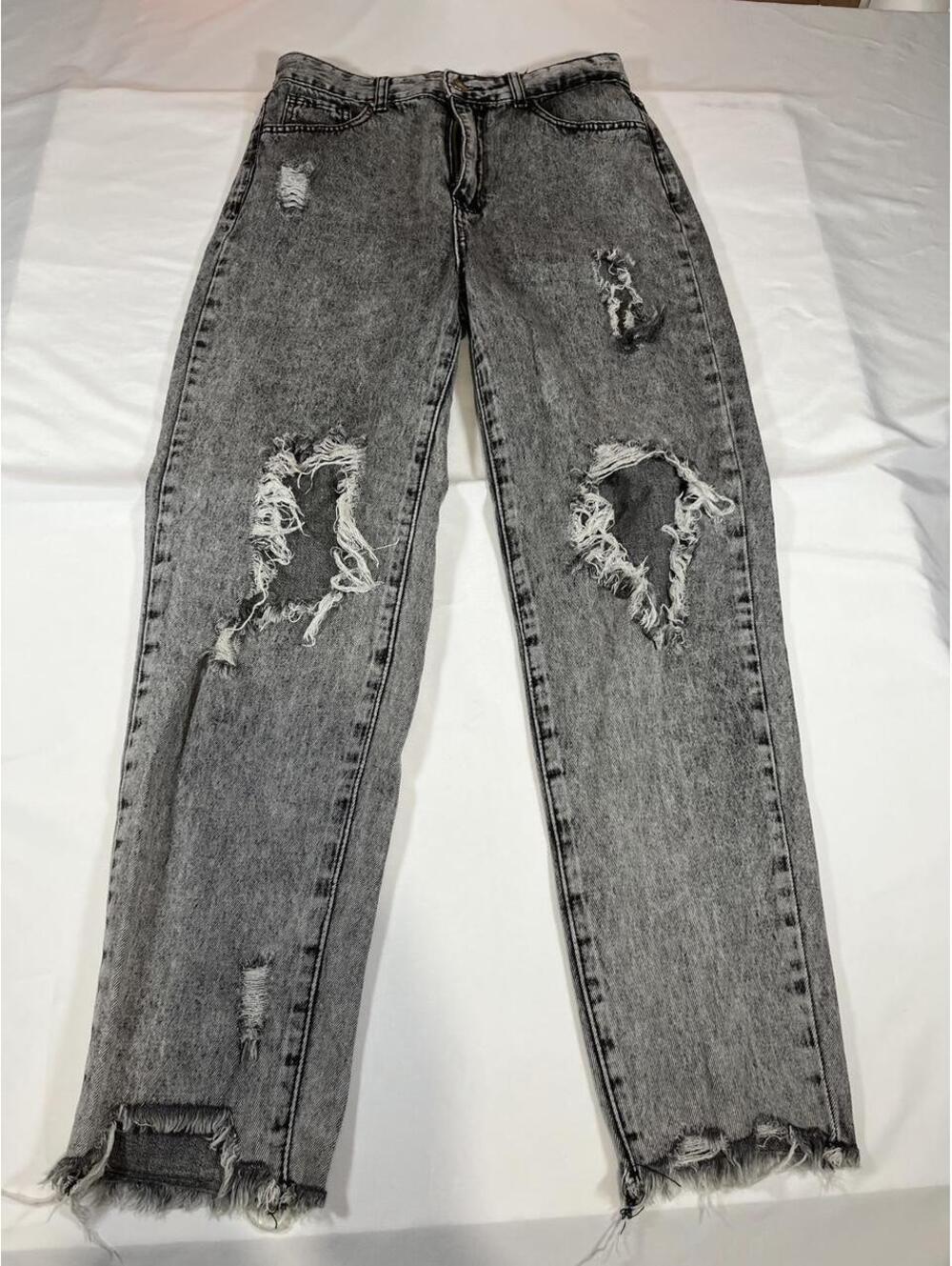 Women's Grey and Black Jeans